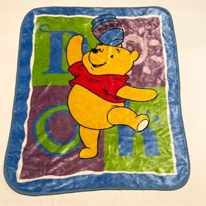 Vintage Disney Winnie the Pooh Hunny Jar Dancing Plush Fleece Blanket